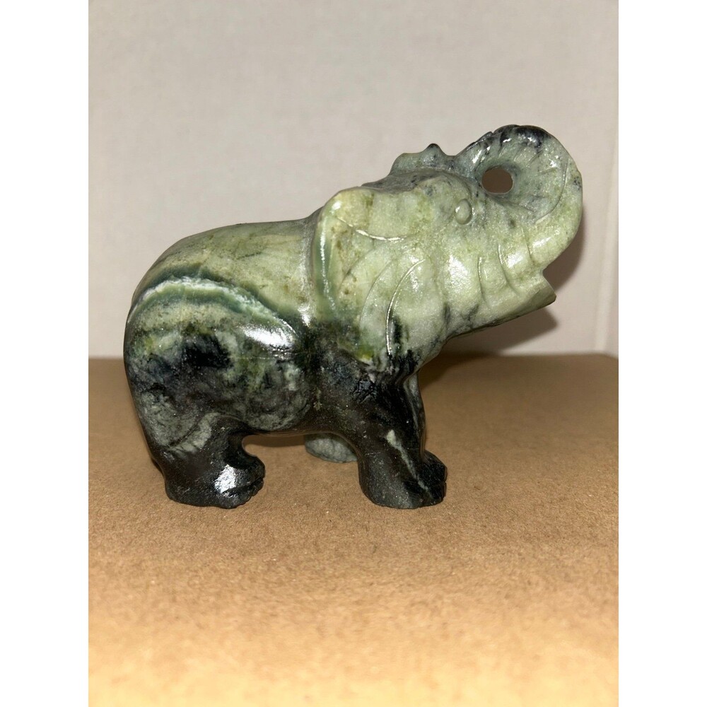 Large Serpentine “New Jade” Elephant